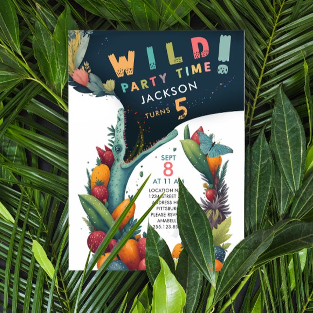 Convites Festa Tropical Selvagem Tropical Dino Alligator (Criador carregado)