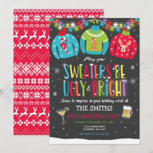 Convites Festa Ugly Sweater Convidou Feia E Suéter Brilhan