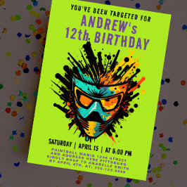 Convites Festa Verde Colorida de Paintball