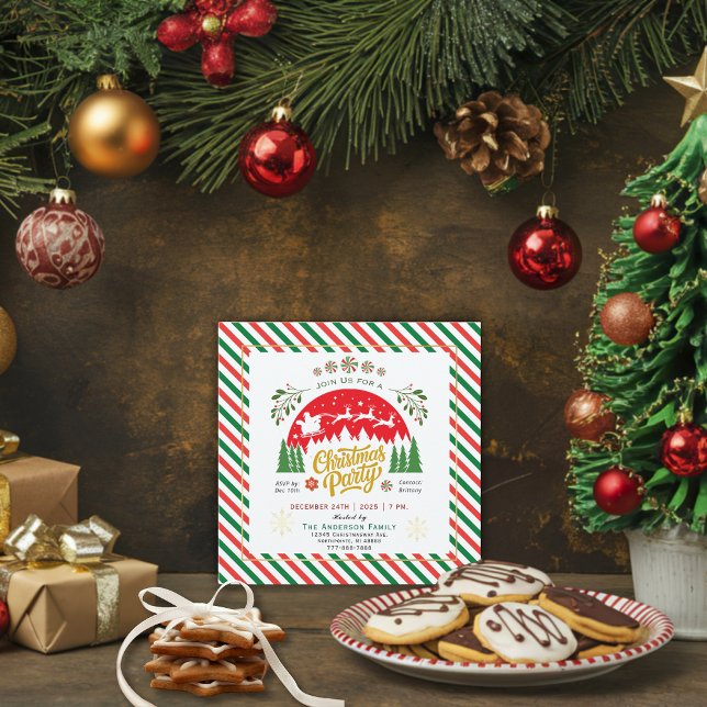Convites Festa Verde Vermelha de Peppermint Candy de Natal (Criador carregado)