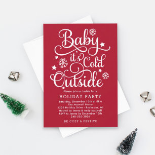 Convites Festa Vermelha de Natal Baby É Frio Lá Fora Festa 