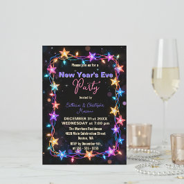 Convites Festa Vibrante de Cordas Estreladas Luz no Ano Nov