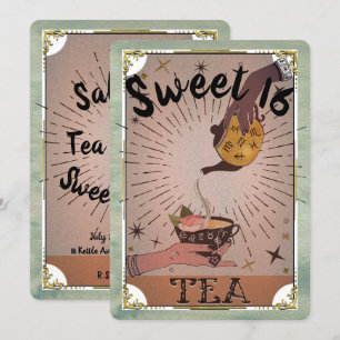 Convites Festa Vintage Chá Tarot Bule de Bruxa Doce 16 Anos