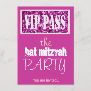 Convites Festa VIP do Bar Mitzvah Bat Mitzvah Rosa