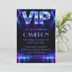 Convites Festa VIP Neon Holográfico Moderno