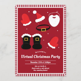 Convites Festa Virtual de Natal Vermelha para papais noeis