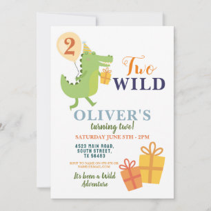Convites Festa Wild Two Crocodile Birthday segundo 2