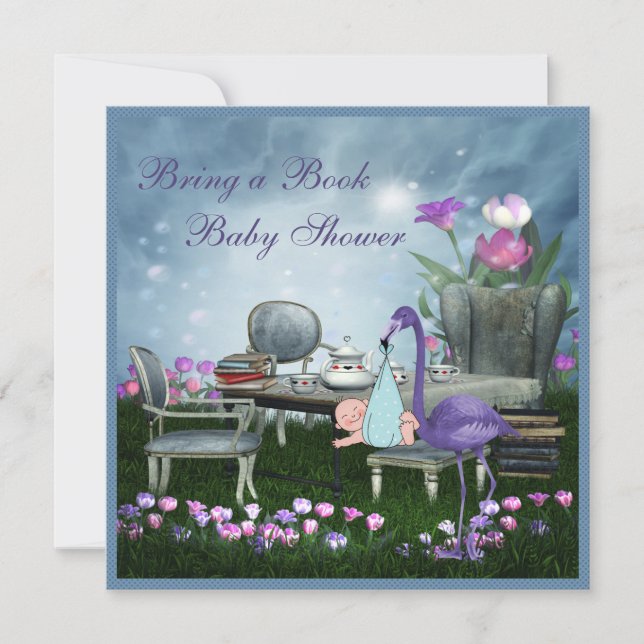 Convites Festa Wonderland Tea Traga Um Chá de fraldas De Li (Frente)