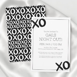 Convites Festa XOXO Black White Galentine Noite Out