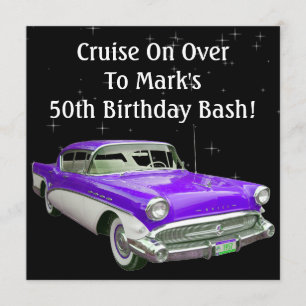Convites Festança clássica roxa do aniversário do carro 