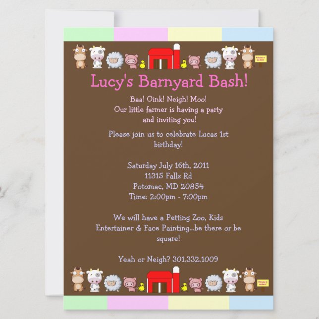 Convites Festança do Barnyard (Frente)