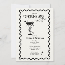 Convites Festas com Coquetéis e Fantasias Retro Preto e Bra