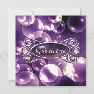 Convites Festas de 15 Anos Purple Bubbles Quinceanera