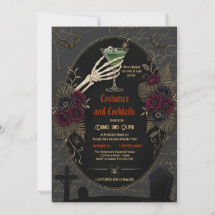 Convites Festas de Adultos com Fantasias de Halloween e Coq