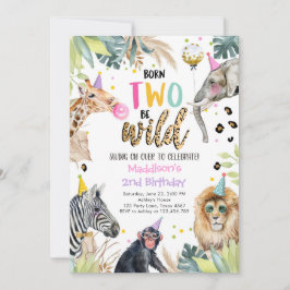 Convites Festas de Animais Safari Dois segundos aniversário
