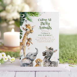 Convites Festas de Animais Selva Safari Diversão Aniversári