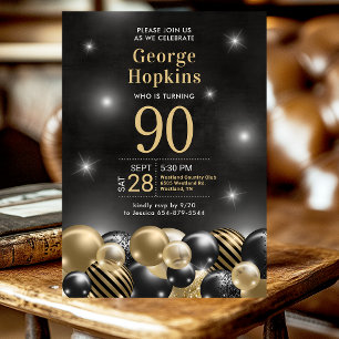 Convites Festas de Aniversário de 90 anos com Balões de Our