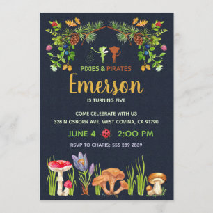 Convites Festas de aniversário de Fada de Pixies e Pirates