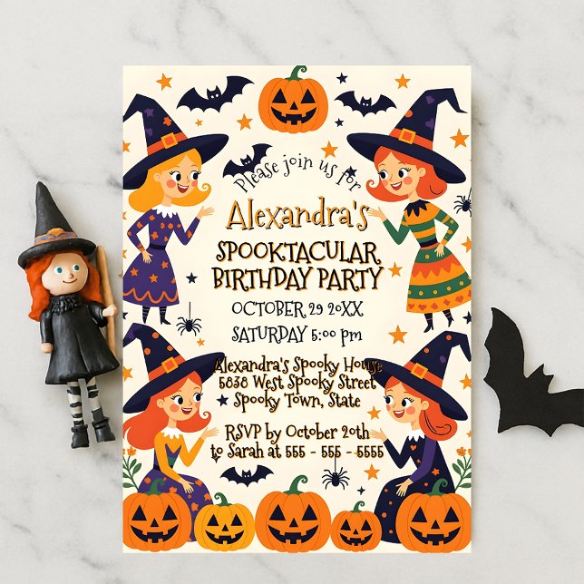 Convites Festas de Aniversário de Halloween para Meninas Br (Criador carregado)