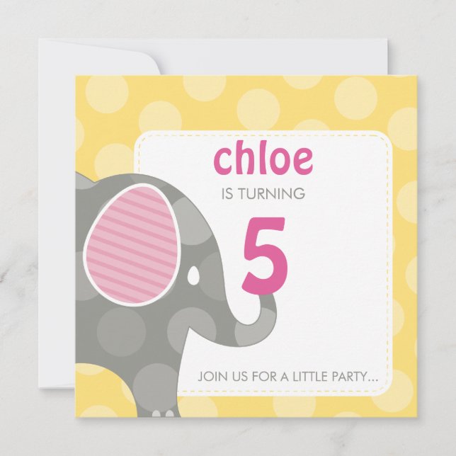 Convites FESTAS DE ANIVERSÁRIO: elefante + número 3SQ (Frente)