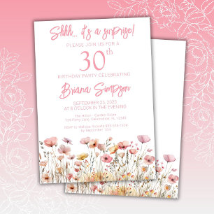 Convites Festas de Aniversário Surpresa de 30 anos com Flor