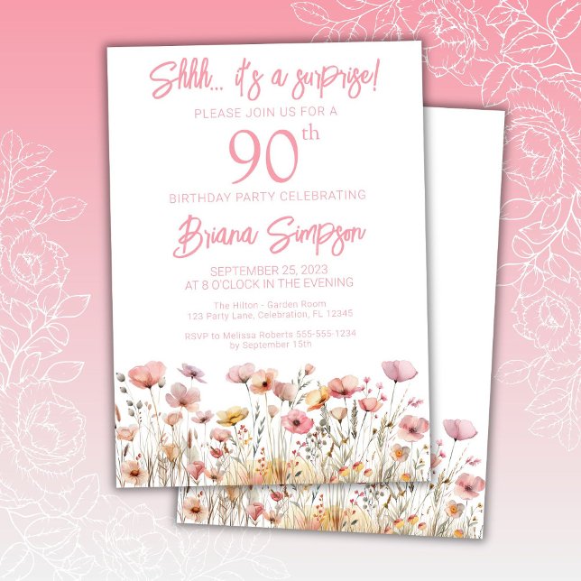 Convites Festas de Aniversário Surpresa de 60 anos com Flor (Criador carregado)