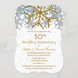 Convites Festas de Bodas de 50 Anos Winter Silver Gold Snow