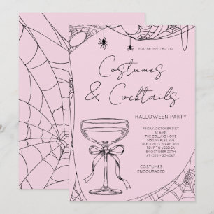 Convites Festas de Halloween Adultas com Fantasias Rosa e C