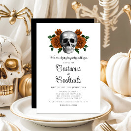 Convites Festas de Halloween com Fantasias de Crânio Floral