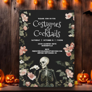 Convites Festas de Halloween com Fantasias de Esqueleto e C