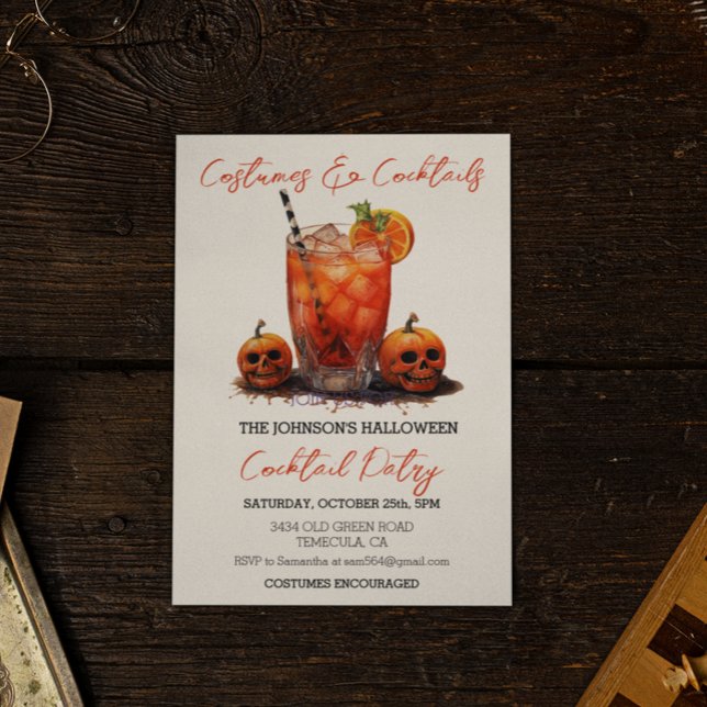 Convites Festas de Halloween com Fantasias e Coquetéis Aqua (Criador carregado)