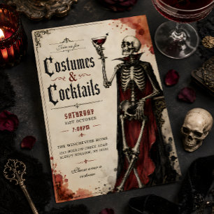 Convites Festas de Halloween com Fantasias Góticas de Esque