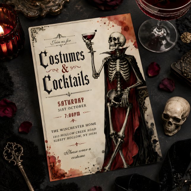 Convites Festas de Halloween com Fantasias Góticas de Esque (Criador carregado)