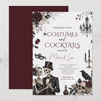 Convites Festas de Halloween com Fantasias Góticas e Coquet