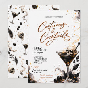 Convites Festas de Halloween com Fantasias Góticas Elegante