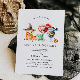 Convites Festas de Halloween com Fantasias Simples e Coquet