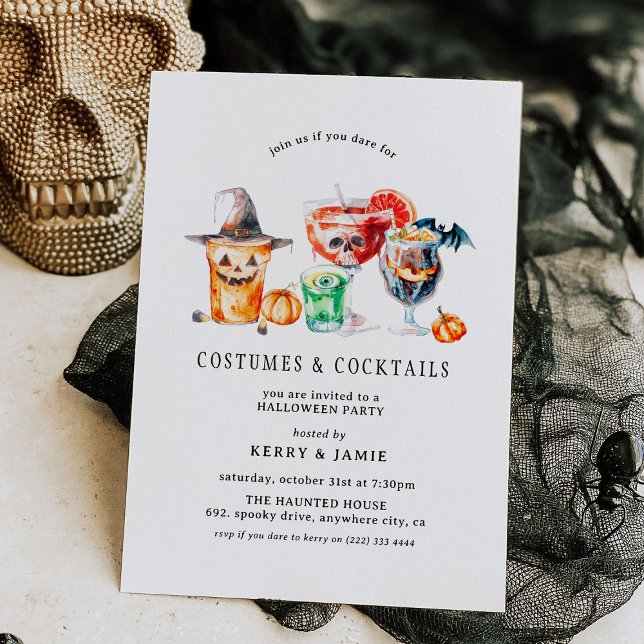 Convites Festas de Halloween com Fantasias Simples e Coquet (Criador carregado)