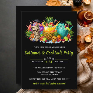 Convites Festas de Halloween com Fantasias Tropicais & Coqu