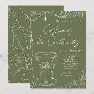 Convites Festas de Halloween com Fantasias Verde Oliva e Co