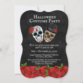 Convites Festas de Halloween com Rosas Vermelhas Antigas e 