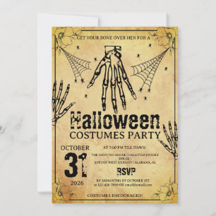 Convites Festas de Halloween com Roupas de Mão de Esqueleto