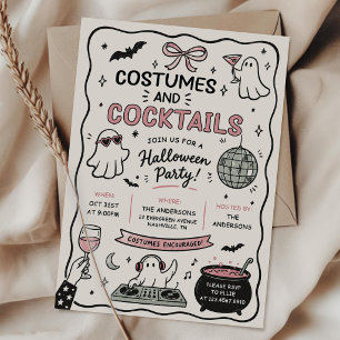 Convites Festas de Halloween com Roupas Desenhadas à Mão e