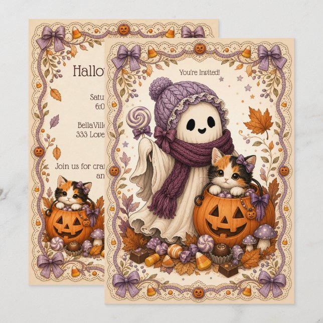 Convites Festas de Halloween da Comunidade Espíritos Costur (Frente/Verso)