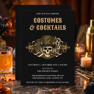 Convites Festas de Halloween de Fantasias de Crânio Gótico