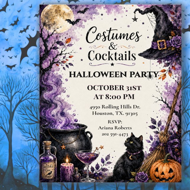 Convites Festas de Halloween de Fantasias e Coquetéis (Criador carregado)