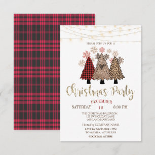 Convites Festas de Natal com Árvores de Pinheiro, Luzes e X
