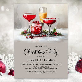 Convites Festas de Natal com Holly Cocktails