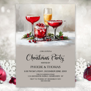 Convites Festas de Natal com Holly Cocktails