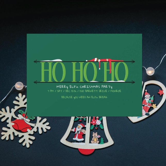 Convites Festas de Natal Ho Ho Ho do Elfo Travesso (Criador carregado)
