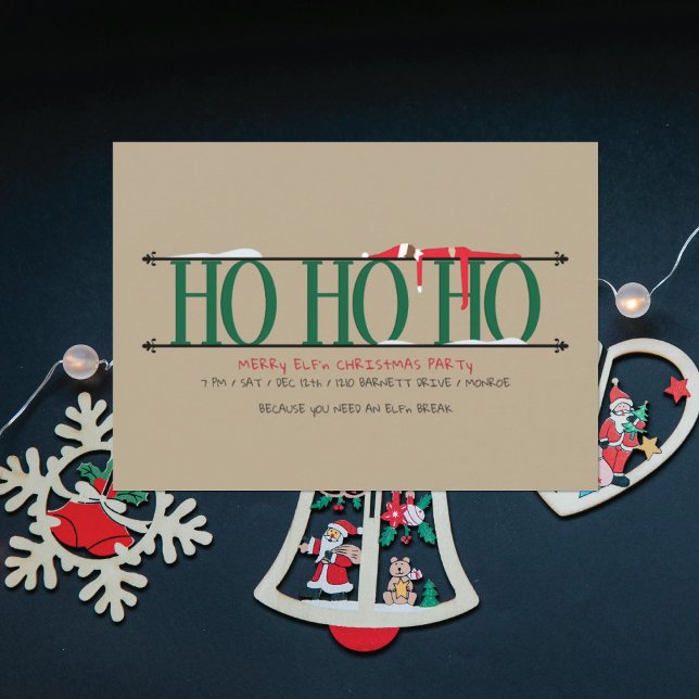 Convites Festas de Natal Ho Ho Ho do Elfo Travesso (Criador carregado)